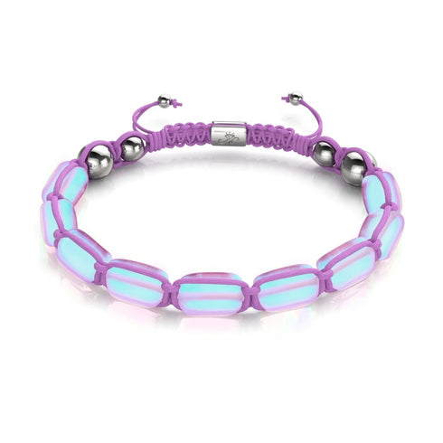 Lavender | Silver | Mermaid Glass Pebble Macrame Bracelet